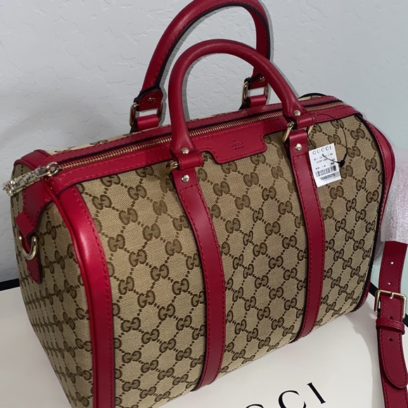 ❣️SOLD❣️GUCCI Gucci Beige/Red GG Joy Boston Bag - Picture 2 of 16